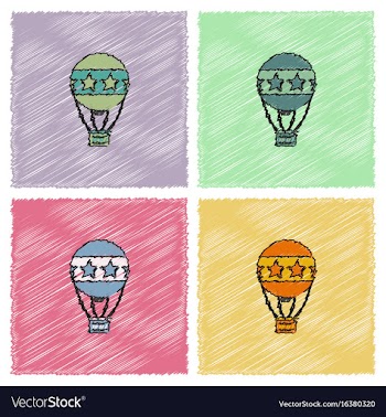 Circus watercolor hot air balloon collection in vector image