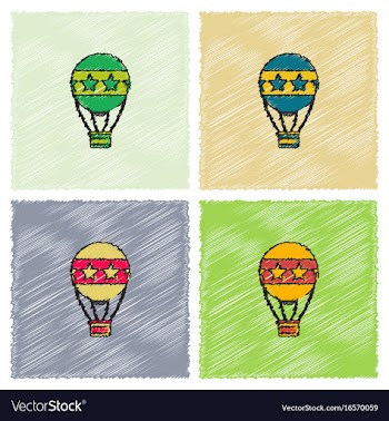 Circus watercolor hot air balloon collection in vector image