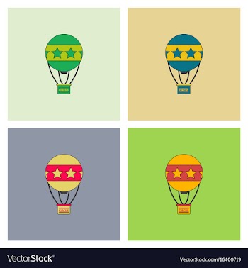 Circus watercolor hot air balloon collection vector image