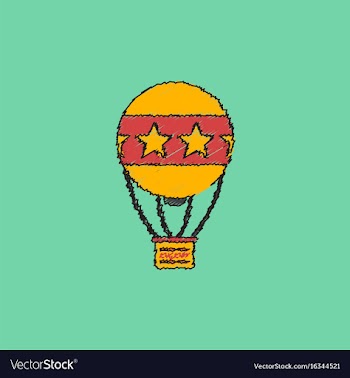 Circus watercolor hot air balloon in hatching vector image