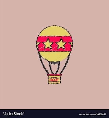 Circus watercolor hot air balloon in hatching vector image