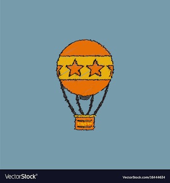 Circus watercolor hot air balloon in hatching vector image