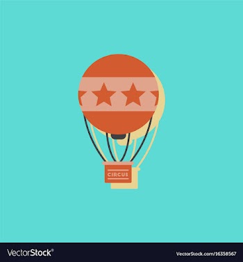 Circus watercolor hot air balloon in sticker style vector image