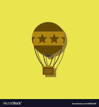 Circus watercolor hot air balloon in sticker style vector image
