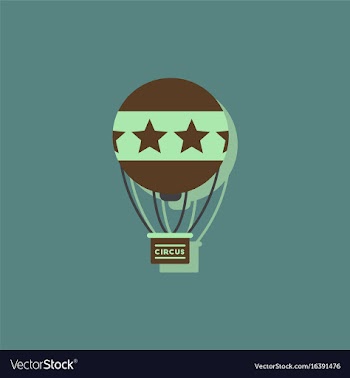 Circus watercolor hot air balloon in sticker style vector image