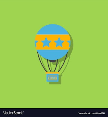 Circus watercolor hot air balloon in sticker style vector image