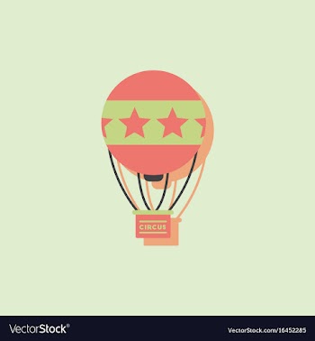 Circus watercolor hot air balloon in sticker style vector image