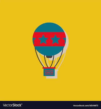 Circus watercolor hot air balloon in sticker style vector image