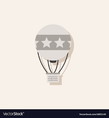 Circus watercolor hot air balloon in sticker style vector image