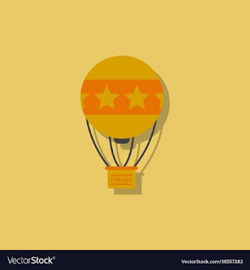 Circus watercolor hot air balloon in sticker style vector image