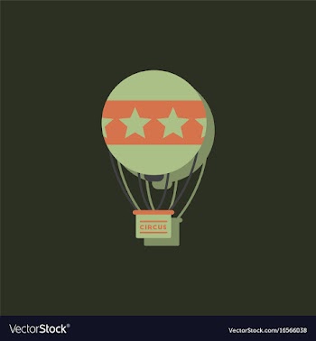 Circus watercolor hot air balloon in sticker style vector image