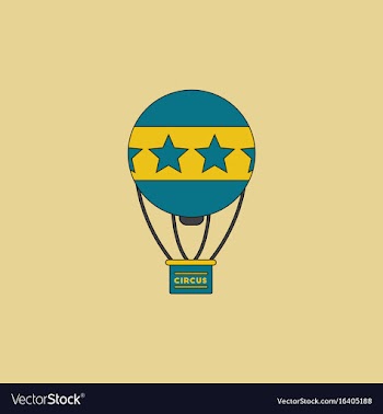Circus watercolor hot air balloon vector image
