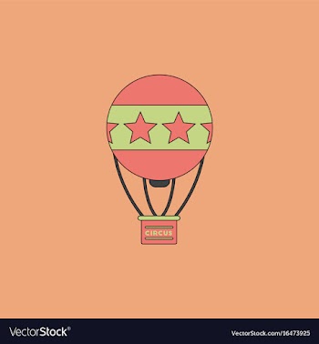 Circus watercolor hot air balloon vector image