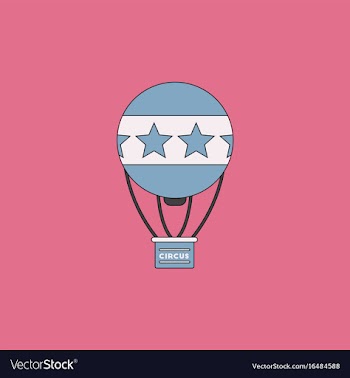 Circus watercolor hot air balloon vector image