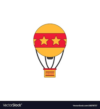 Circus watercolor hot air balloon vector image