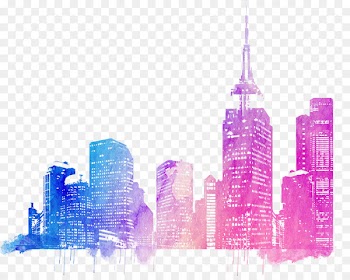 Cities: Skylines Drawing - Colorful city skyline 