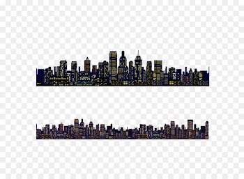 Cities: Skylines New York City Landscape - Vector lengthened buildings urban night sky 