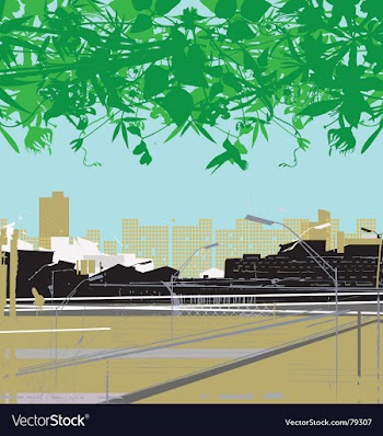 City and nature vector image