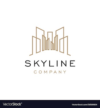 city building apartment real estate lineart logo d