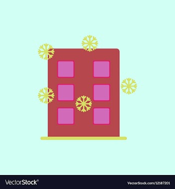 City building with snowflakes vector image