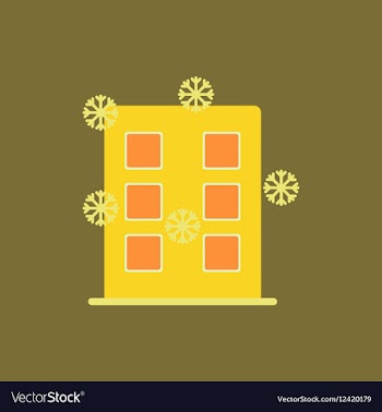 City building with snowflakes vector image