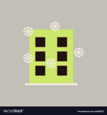 City building with snowflakes vector image