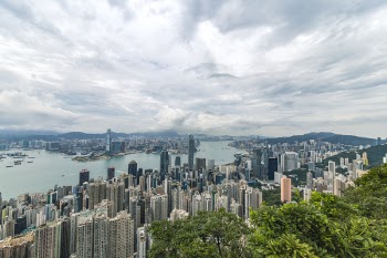 City Buildings and Green Trees Near Ocean