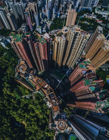 city buildings on top view