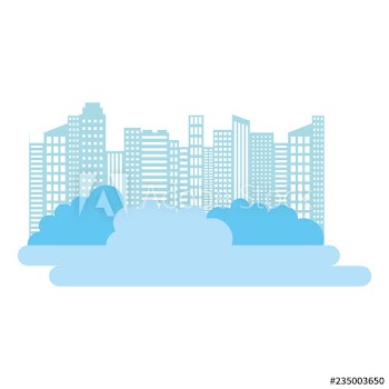 city buildings skyscraper bushes silhouette