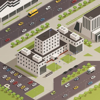City government buildings isometric Free Vector