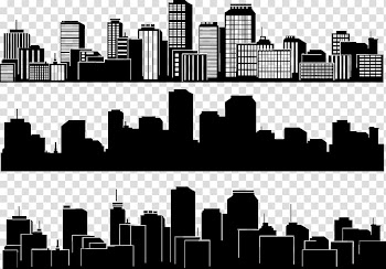 City illustration collage, City Silhouette Skyline Building, Black and white city silhouette transparent background PNG clipart