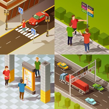 City navigation isometric composition Free Vector