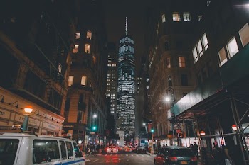 city photo during night time