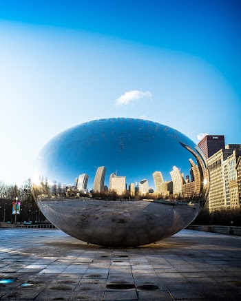 City Reflecting On The Bean
