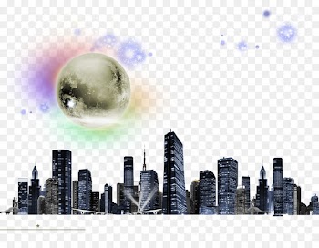 City Silhouette - The city over the moon 