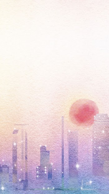 City sunset phone wallpaper, watercolor | Free Photo Illustration - rawpixel