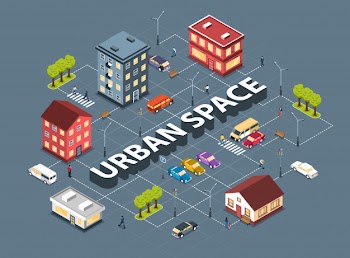 City urban space infrastructure housing planning isometric flowchart with residential district parking lot safe crossing Free Vector