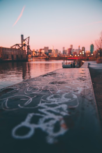city view at sunset