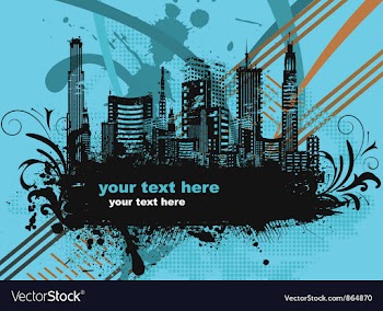City with grunge and floral vector image