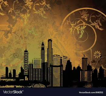 City with grunge vector image