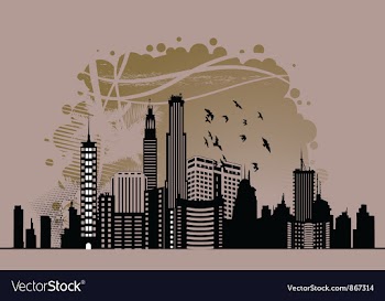City with grunge vector image