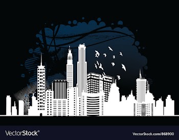 City with grunge vector image