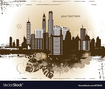 City with grunge vector image