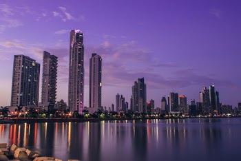 City With High-rise Buildings and View at Night Time