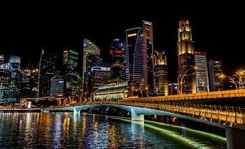 city with skyscraper during night