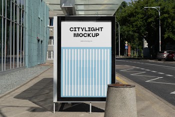 Citylight on a Bus Stop PSD Mockup