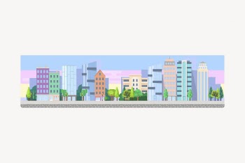 Cityscape divider clipart, pastel illustration | Free Vector - rawpixel