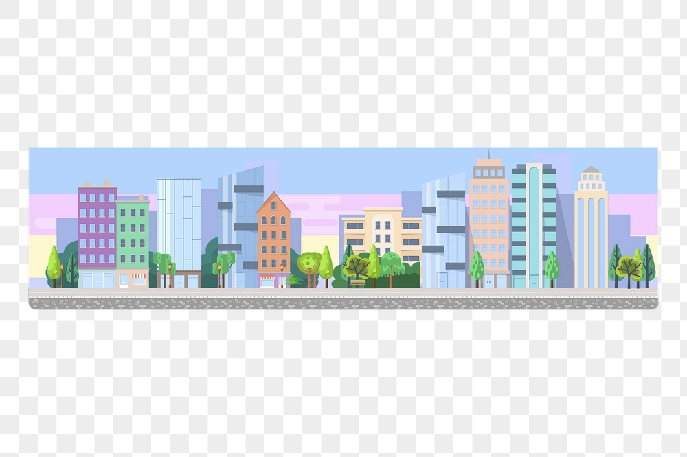 Cityscape divider png sticker, pastel | Free PNG - rawpixel