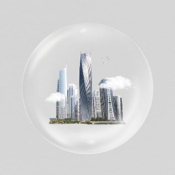 Cityscape  in bubble sticker, | Free PSD - rawpixel