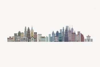 Cityscape sticker, architecture illustration vector. | Free Vector - rawpixel